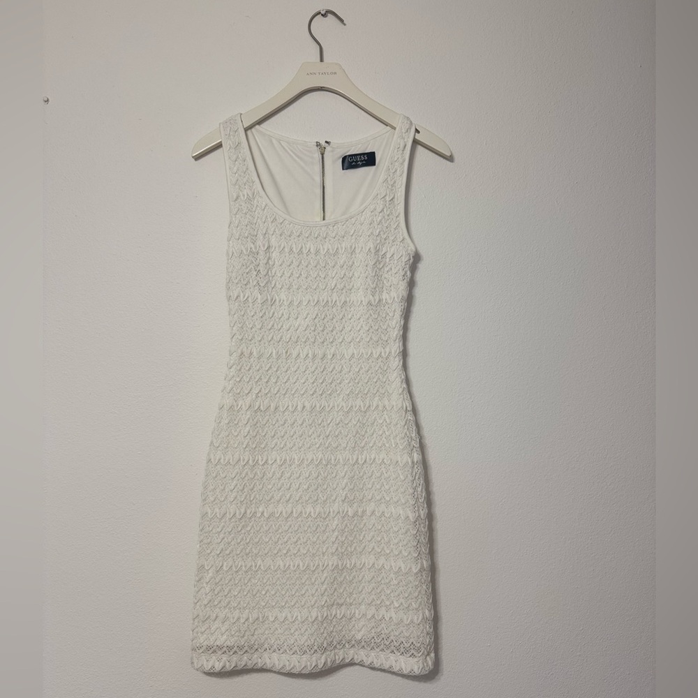 Guess Ivory Textured Mini Dress